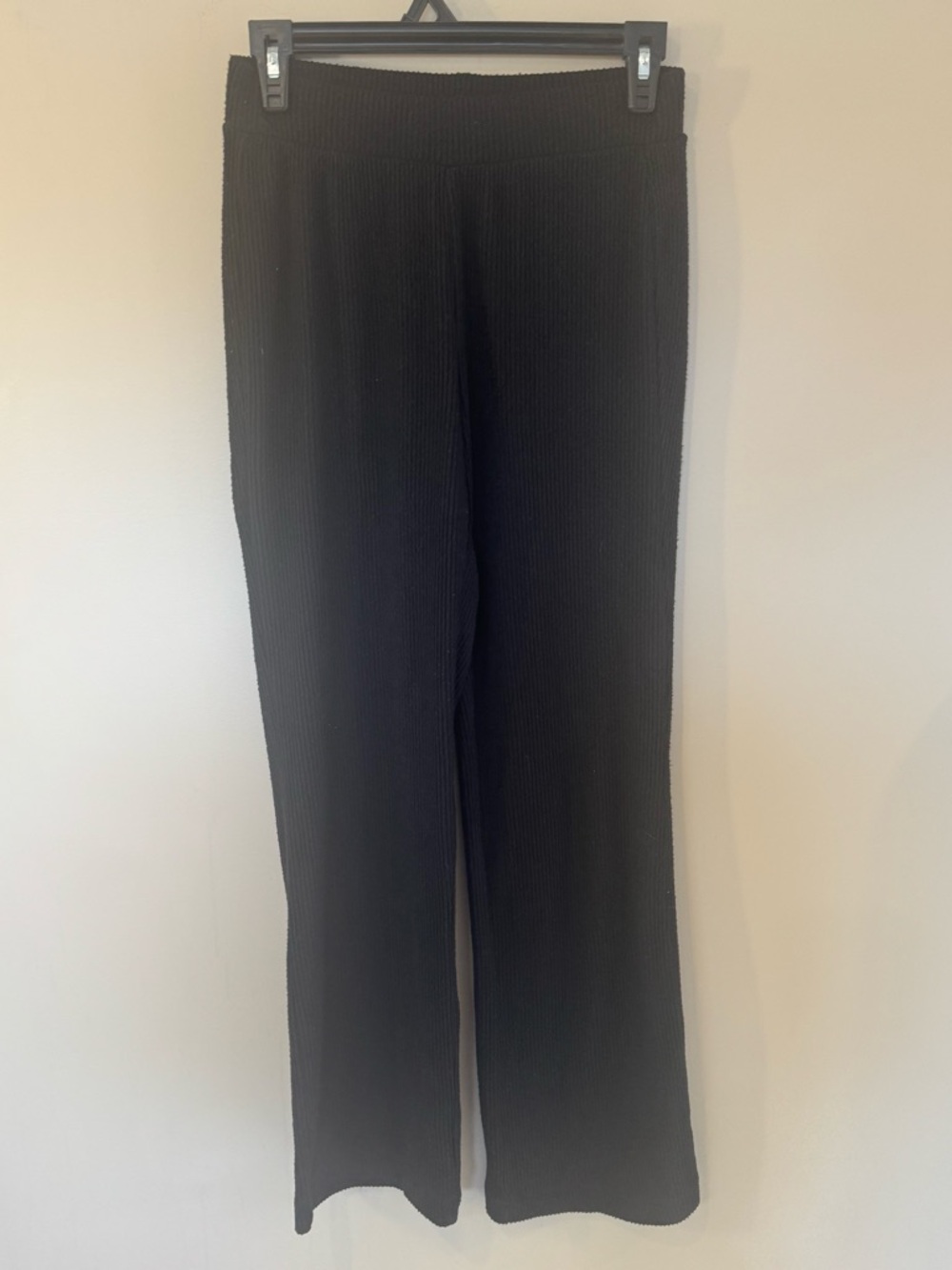 Banana Republic Black Ribbed Wide-Leg Knit Pants